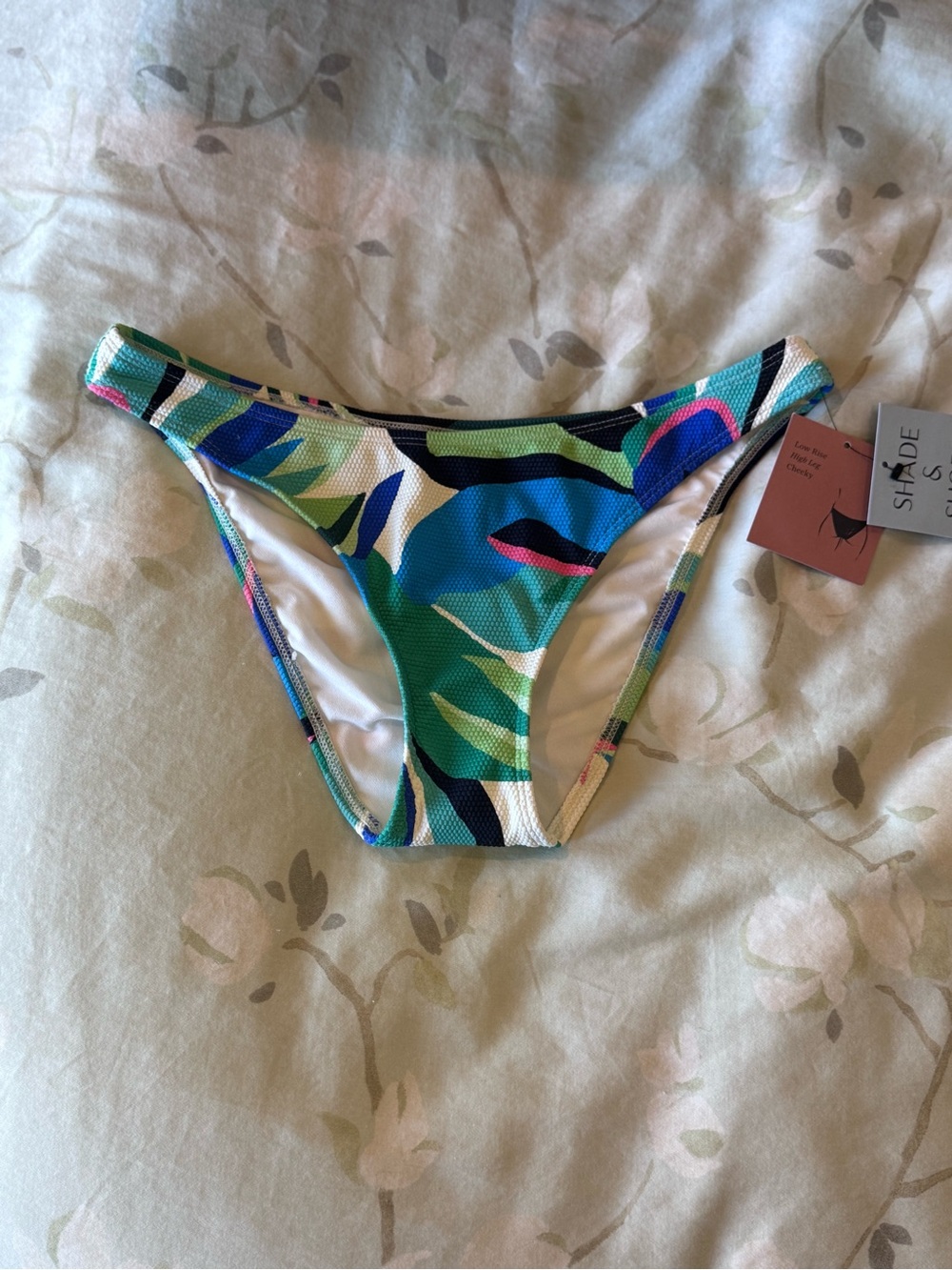 Shade & Shore Blue and Green Tropical Bikini Bottom